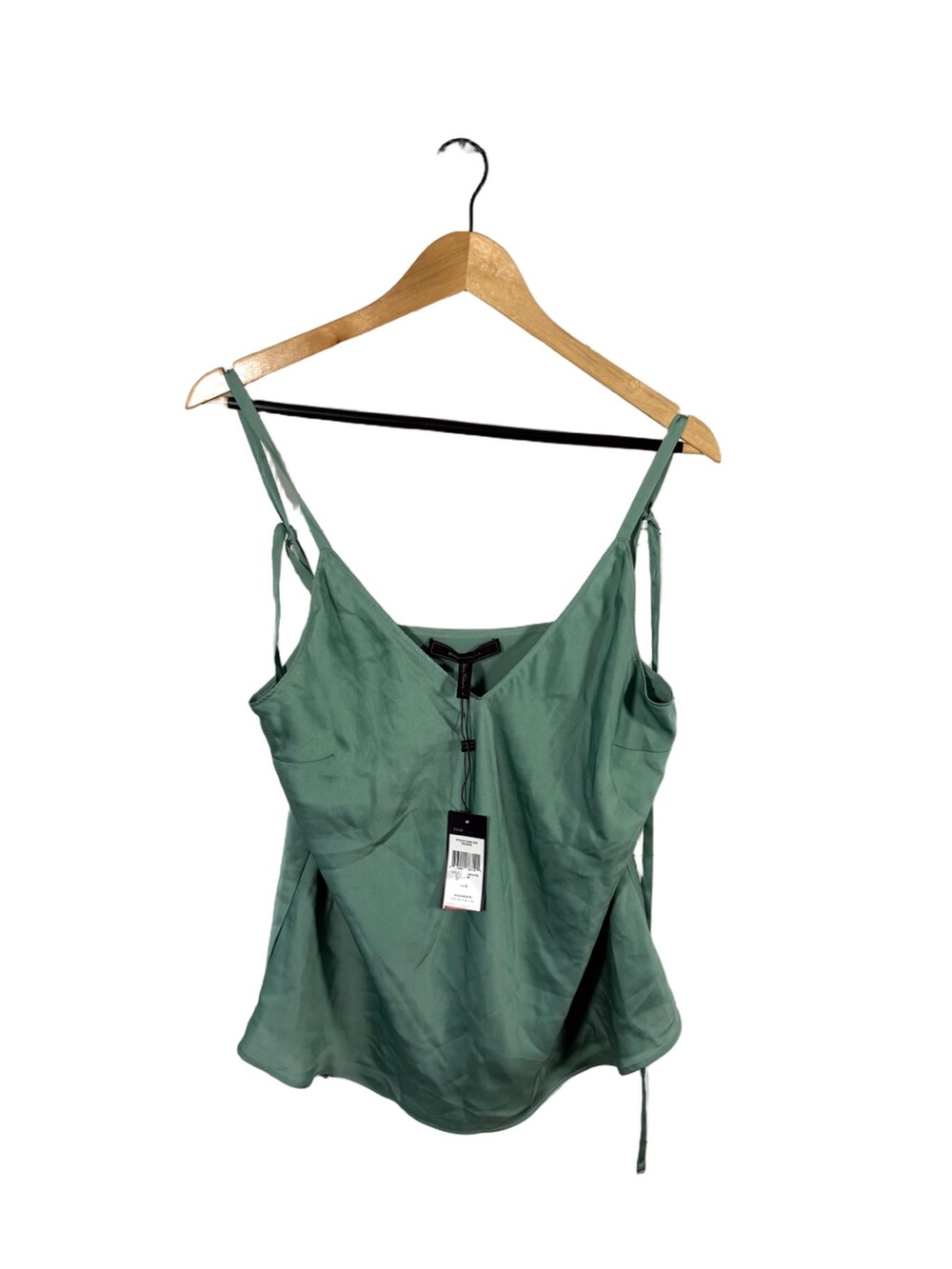 BCBGMAXAZRIA Malachite Green Tie Strap Satin Cami Top Large NWT